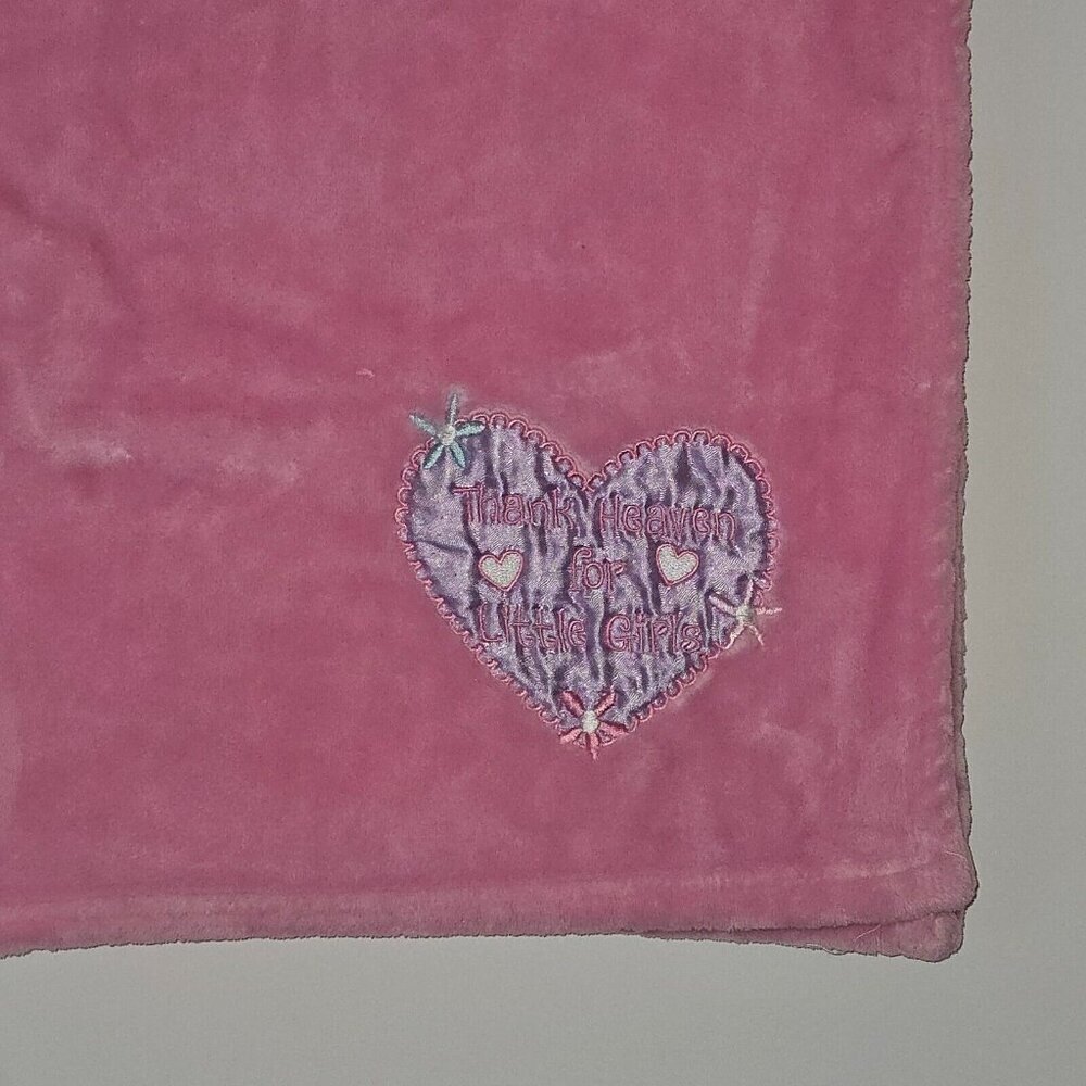 Thank Heaven For Little Girls Pink Fleece Blanket Purple Heart Baby Essentials